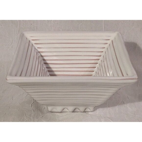 Pottery Bowl Molde Portugal Dish Ribbed Square Decorative Ceramic Geometric 2.5" - Picture 7 of 16
